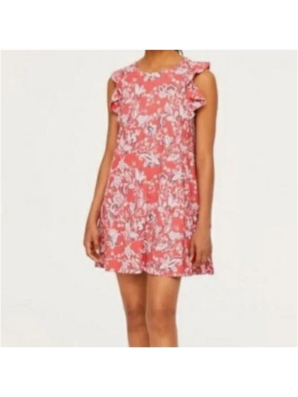 Loft EUC Women's Coral Paisley Flutter Sleeve Swing Dress Size XS